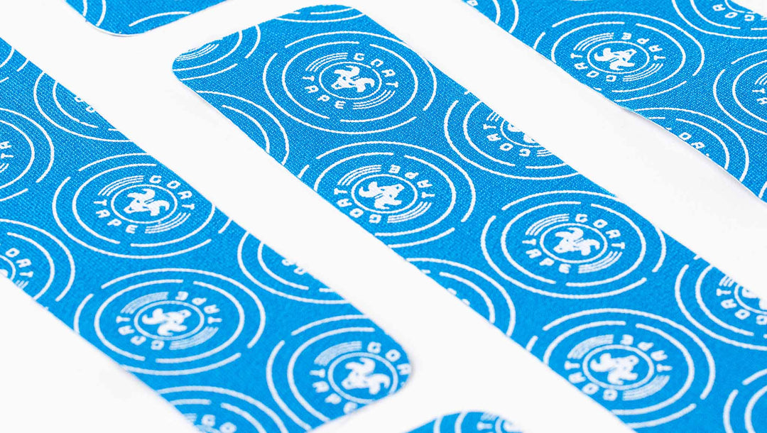 Blue Goat Tape Kinesiology tape strips with logo pattern