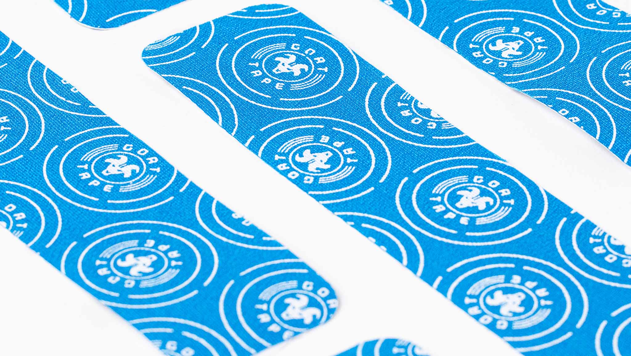 Blue Goat Tape Kinesiology tape strips with logo pattern