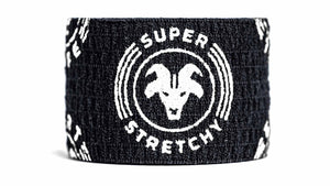 Black Super Stretchy Goat Tape roll close-up