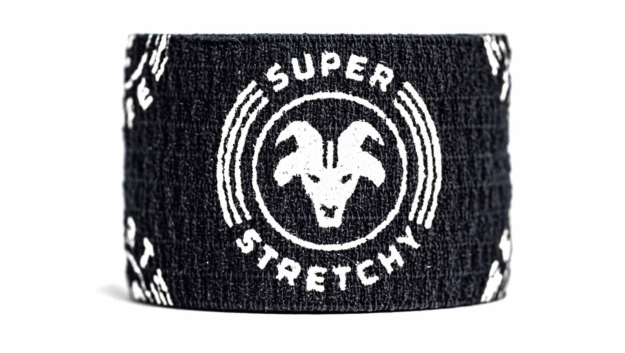 Black Super Stretchy Goat Tape roll close-up
