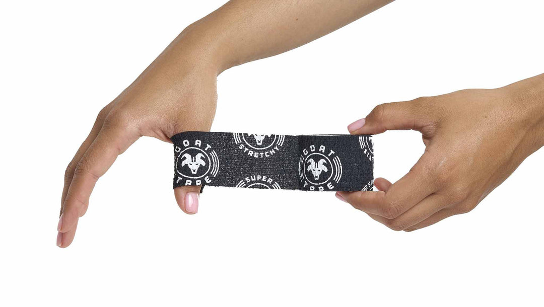 Black Super Stretchy Goat Tape applied across hand