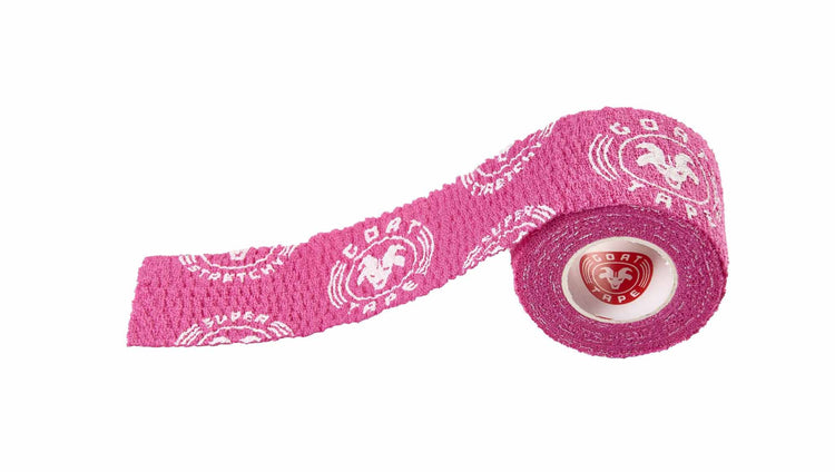 pink and white Super Stretchy Goat Tape extended tape roll