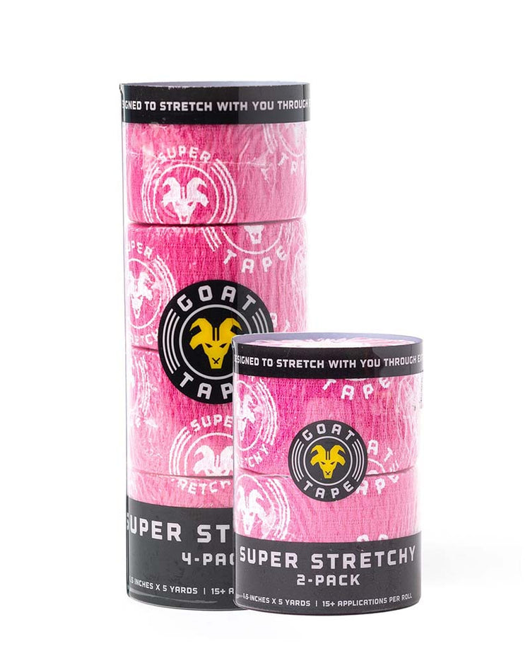 Pink Super Stretchy Goat Tape 2-pack and 4-pack packaging