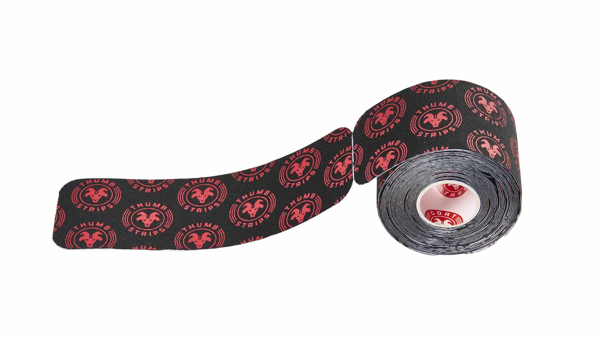 Black tape with red logo display